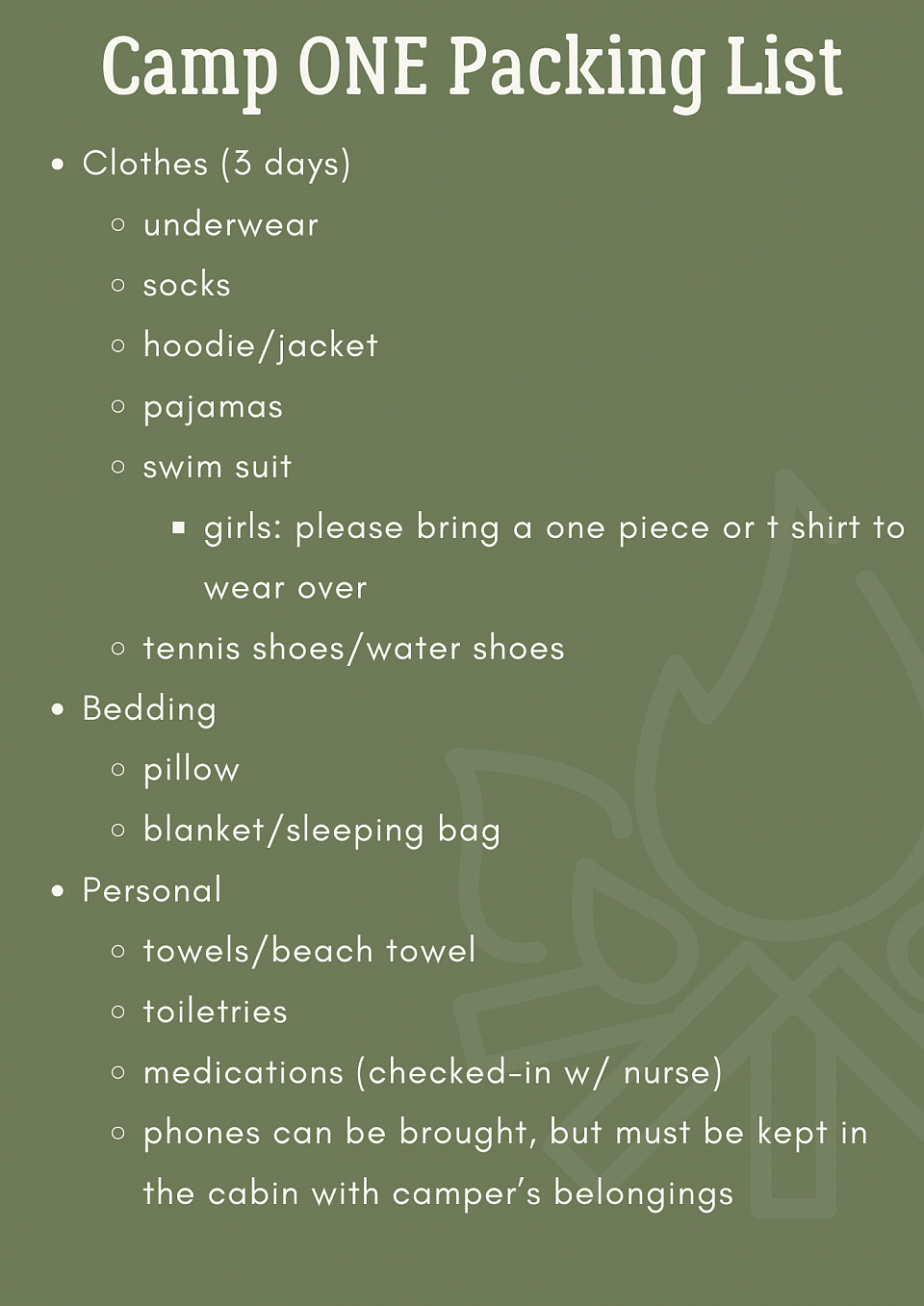 What NOT to bring to Camp